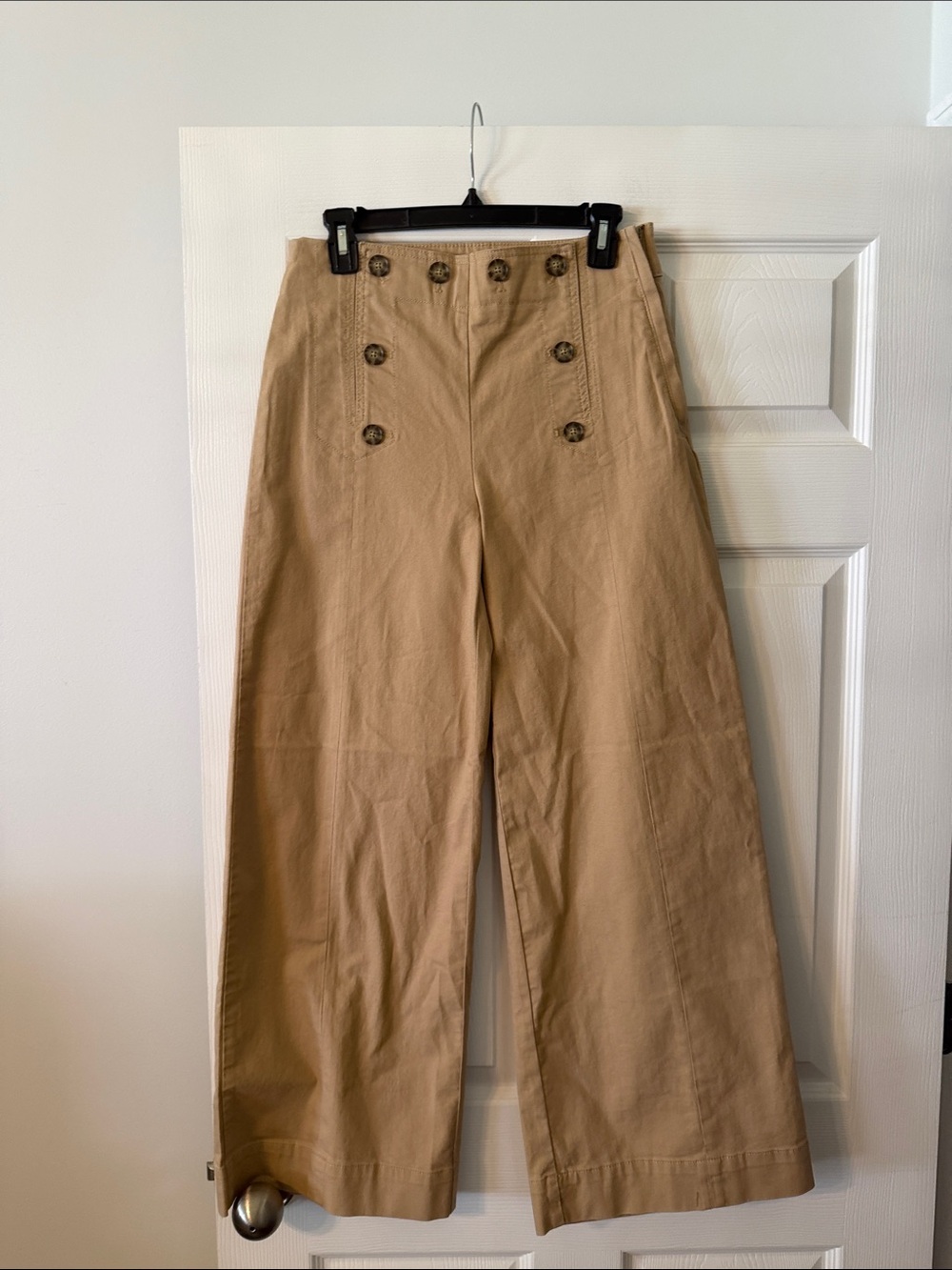 LOFT Tan Sailor-Button High-Rise Wide-Leg Pants size 4 inseam 29” waist 28”
